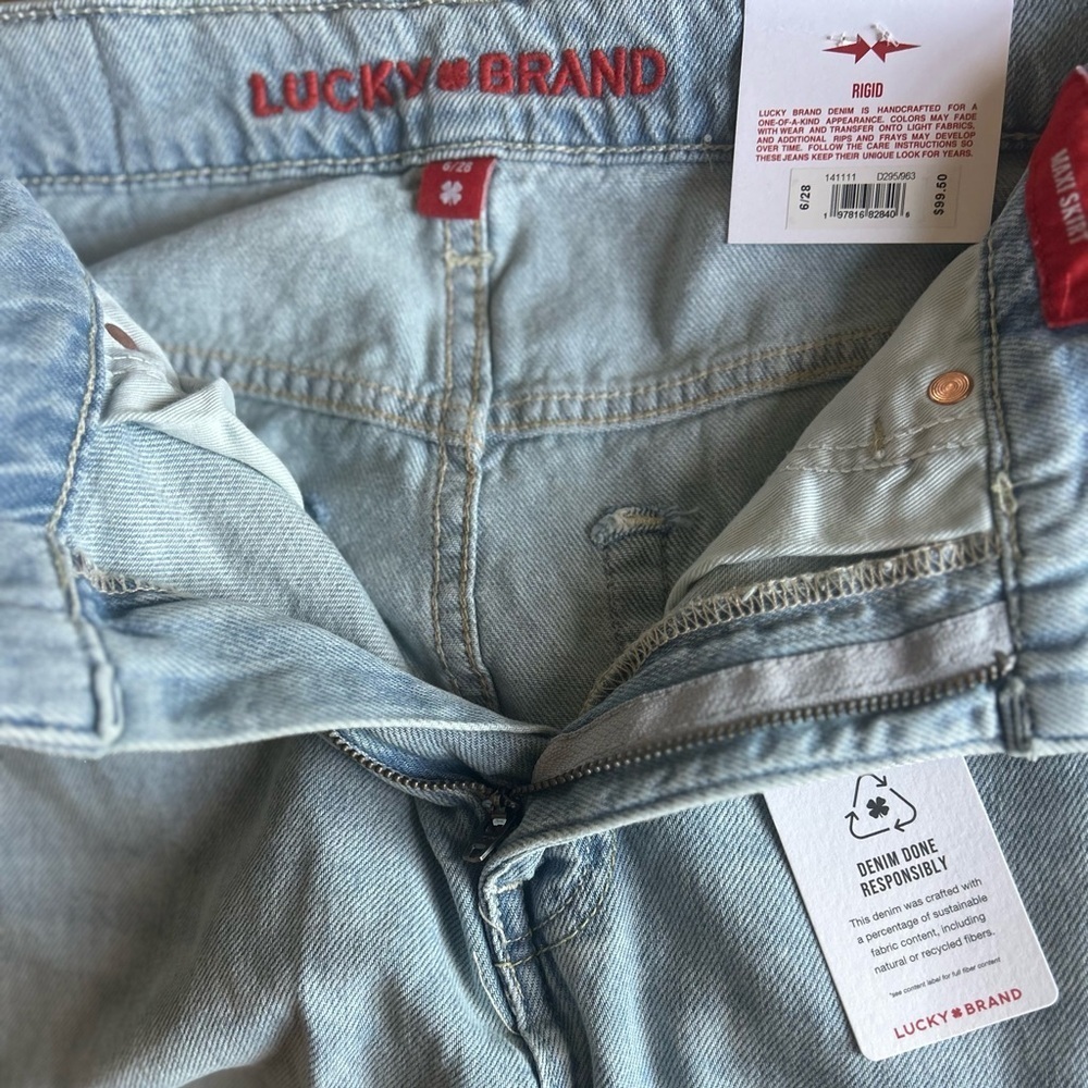 Lucky Brand Light Blue Denim Maxi Skirt NWT 100% cotton size 6/28 - Picture 4 of 7
